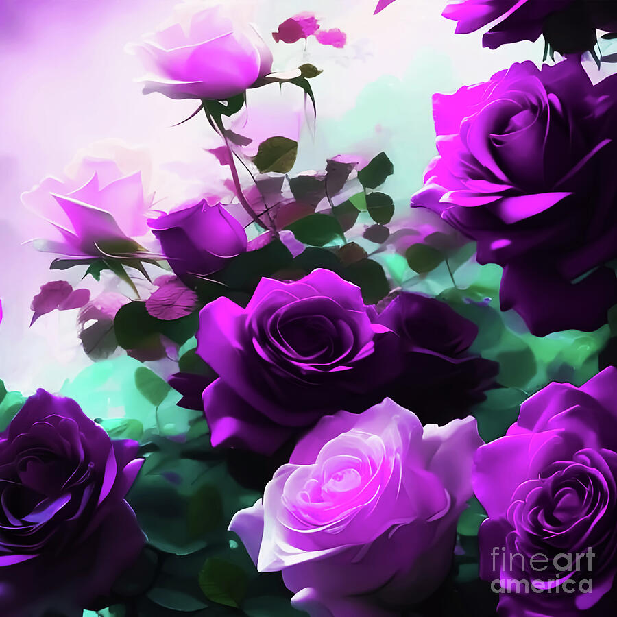 My Roses in Pink and Purple Digital Art by Eddie Eastwood