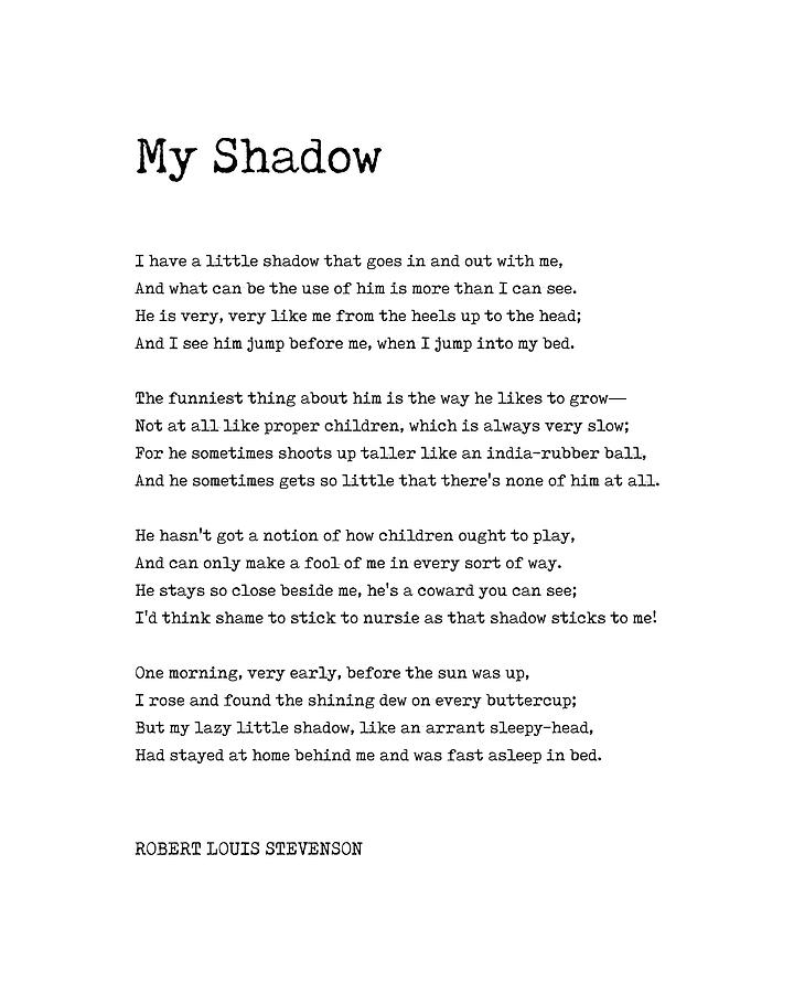My Shadow - Robert Louis Stevenson Poem - Literature - Typewriter Print 1 Digital Art by Studio Grafiikka