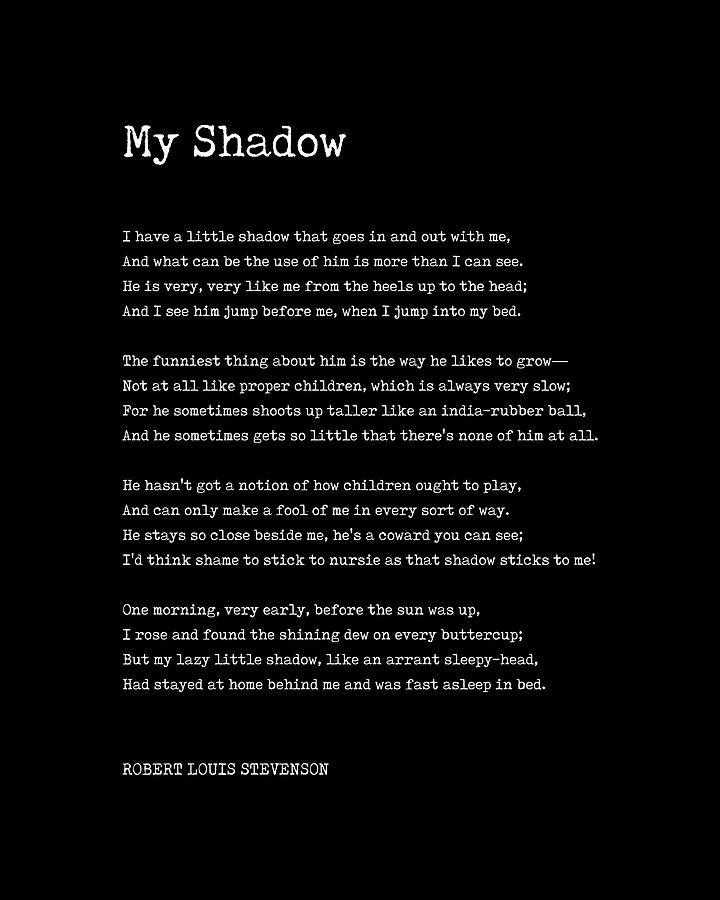 My Shadow - Robert Louis Stevenson Poem - Literature - Typewriter Print 2 Digital Art by Studio Grafiikka