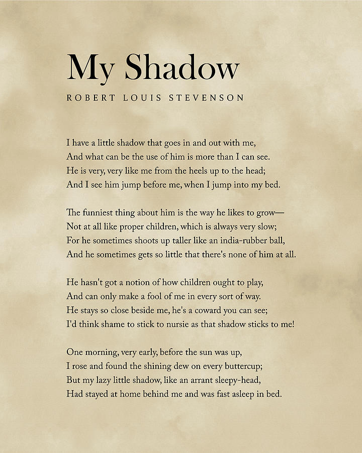 My Shadow - Robert Louis Stevenson Poem - Literature - Typography Print 1 - Vintage Digital Art
