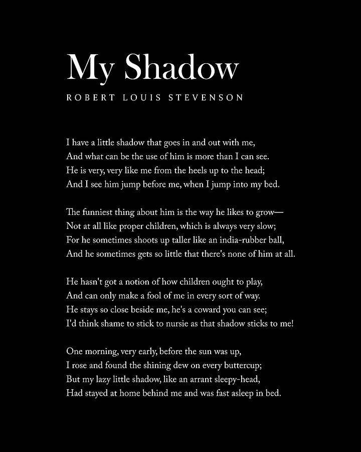 My Shadow - Robert Louis Stevenson Poem - Literature - Typography Print 2 Digital Art