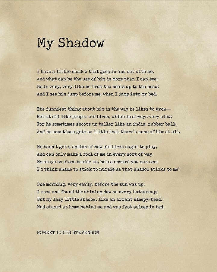 My Shadow - Robert Louis Stevenson Poem - Literature - Vintage Style Typewriter Print 3 Digital Art by Studio Grafiikka