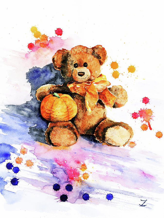 My Teddy Bear  Painting by Zaira Dzhaubaeva
