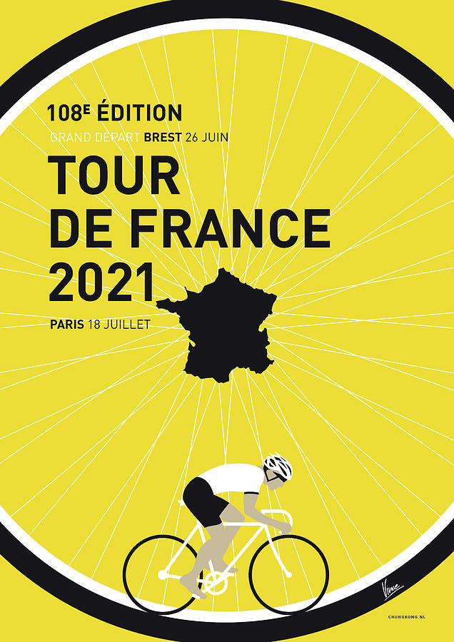 Paris Digital Art - My Tour De France Minimal Poster 2021 by Chungkong Art