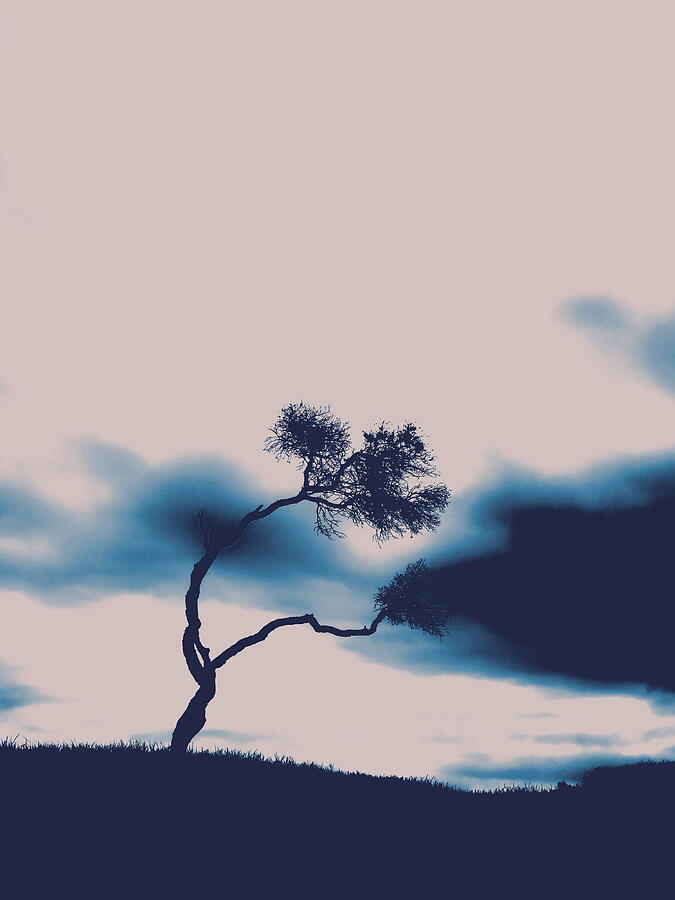 Nature Digital Art - My tree of Resilience in blue by Karen Lindale
