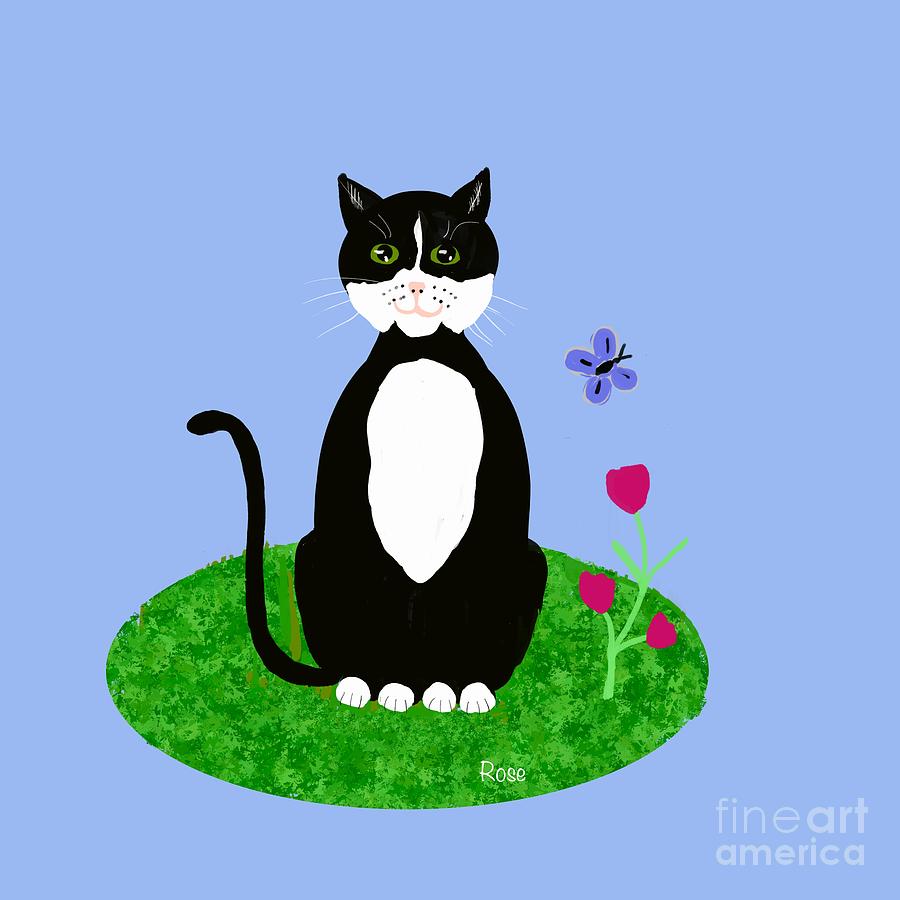 My tuxedo cat  Digital Art by Elaine Hayward