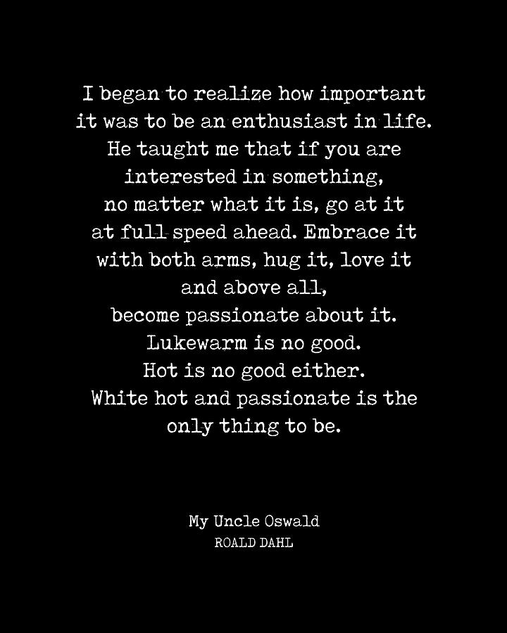 My Uncle Oswald - Roald Dahl Quote - Literature - Typewriter Print - Black Digital Art