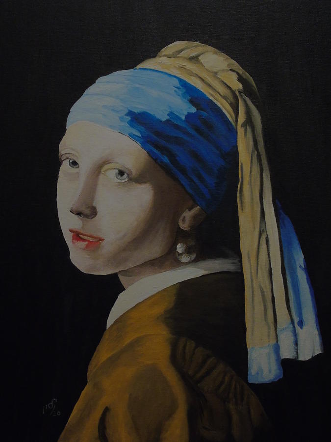 My version of a Girl with a  Pearl Earing Painting by Maria Woithofer