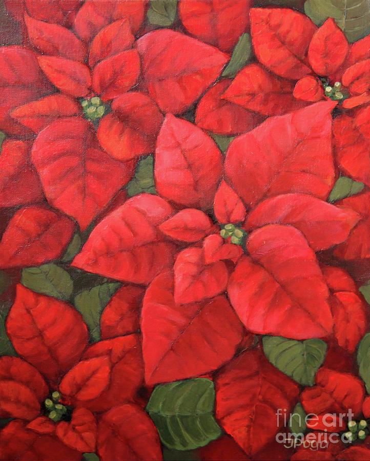 My very red poinsettia Painting by Inese Poga