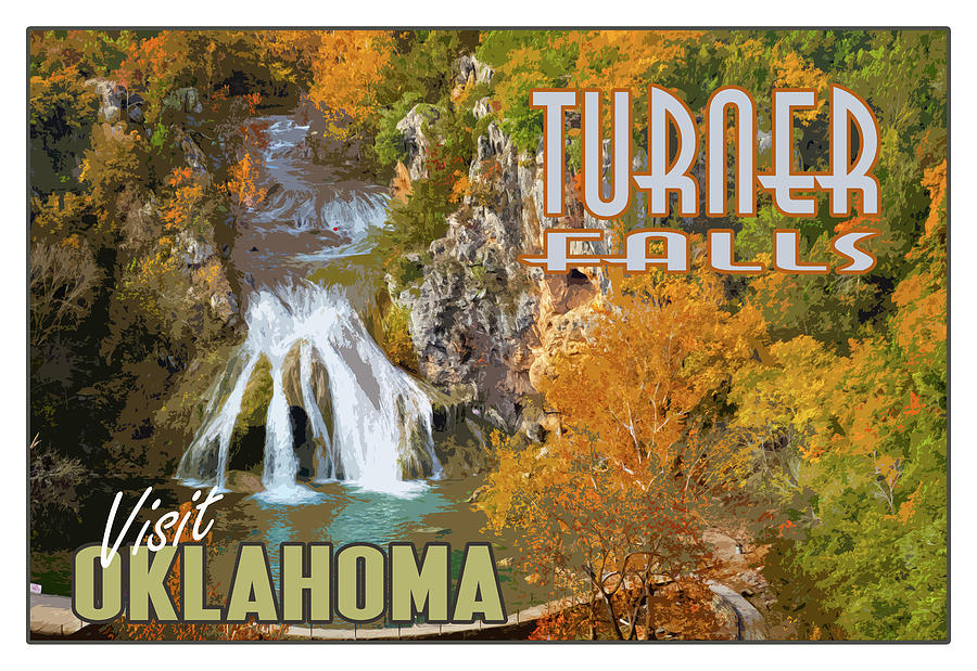 Nature Photograph - My Vintage Travel Poster Turner Falls by Ricky Barnard
