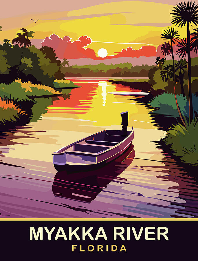 Sunset Digital Art - Myakka River, Florida by Long Shot