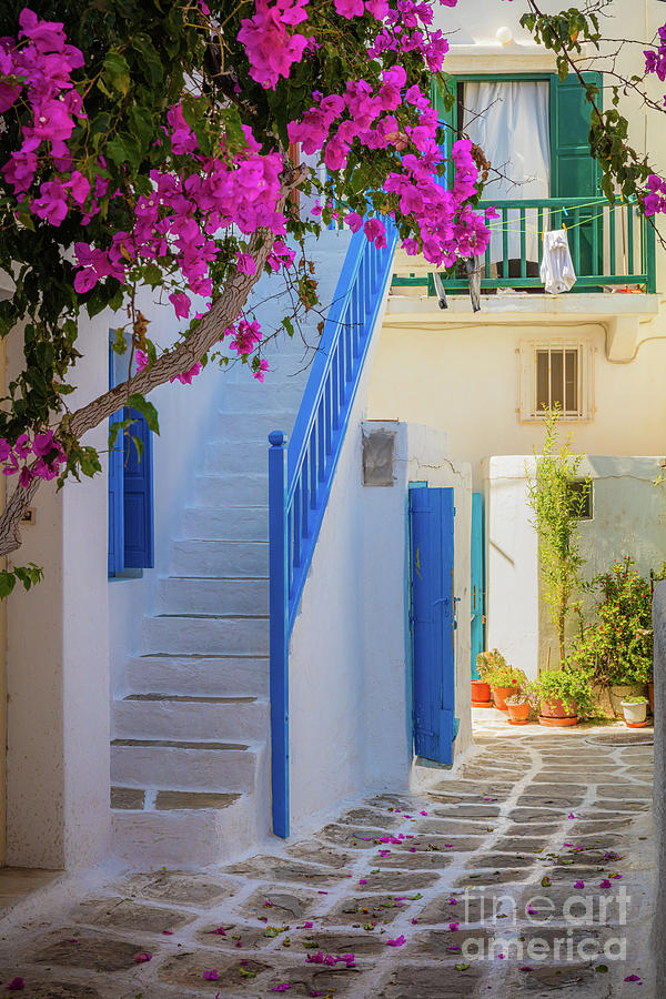 Greek Photograph - Mykonos Staircase by Inge Johnsson