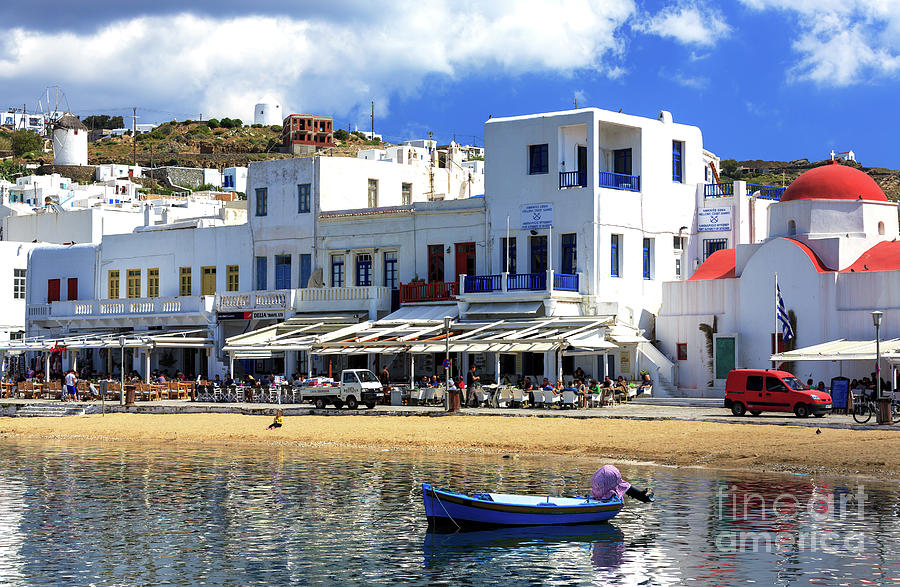 Mykonos Town Cafe View in Greece Photograph by John Rizzuto