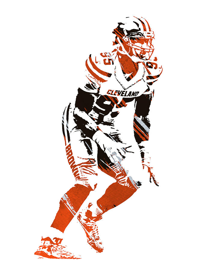 Myles Garrett watercolor, Cleveland Browns wall art, Cleveland