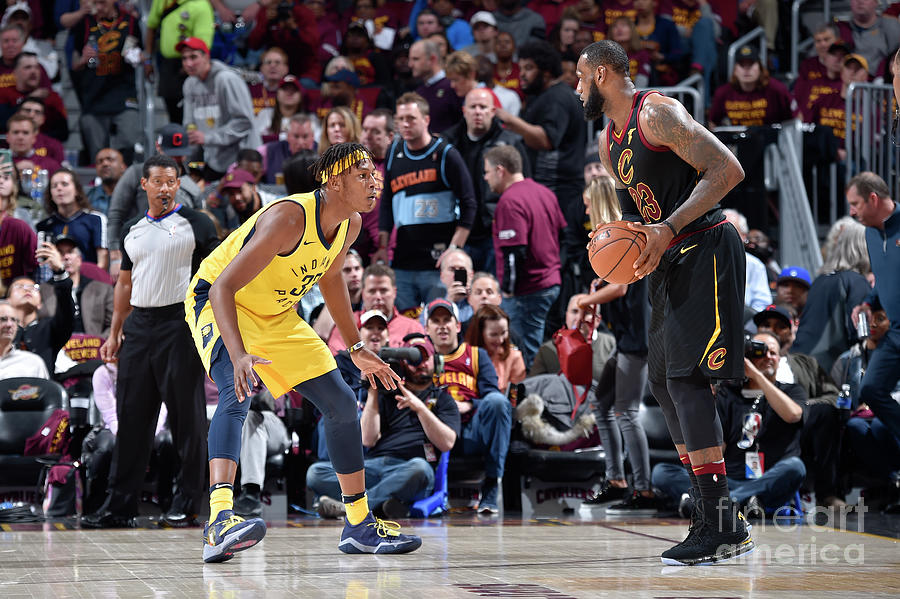 Myles Turner and Lebron James Photograph by David Liam Kyle
