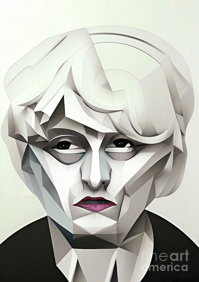 Criminal Myra Hindley geometric portrait Digital Art by Christina Fairhead