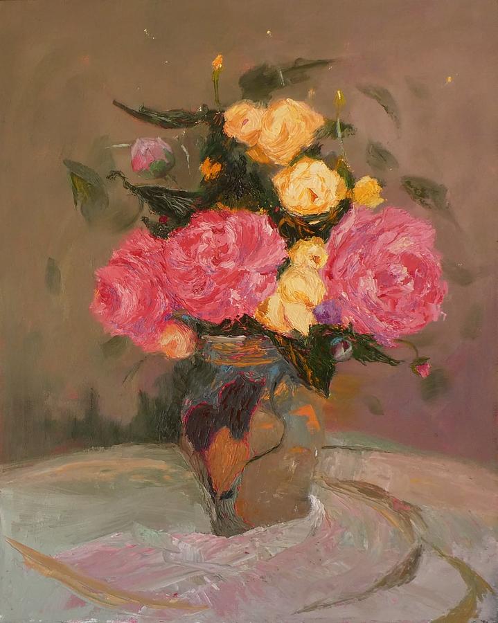 Myrls Flowers Painting by Irena Jablonski