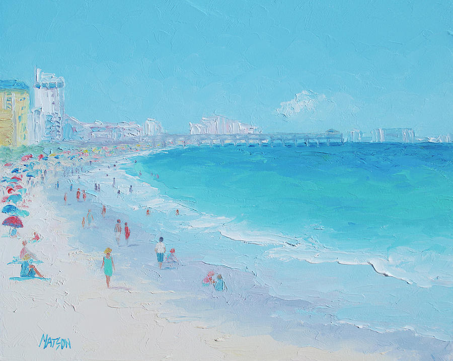 Myrtle Beach and Springmaid Pier, beach impression Painting by Jan Matson