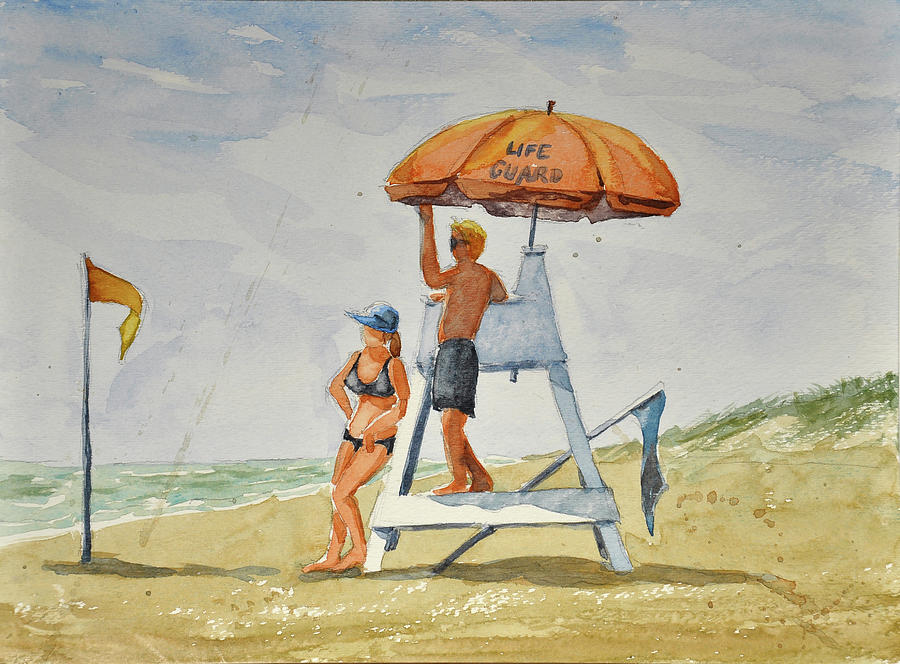Myrtle Beach lifeguard Painting by Tesh Parekh