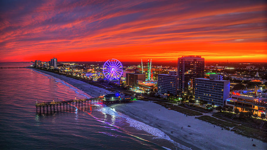Myrtle Beach Sky On Fire Sunset Photograph by Robbie Bischoff