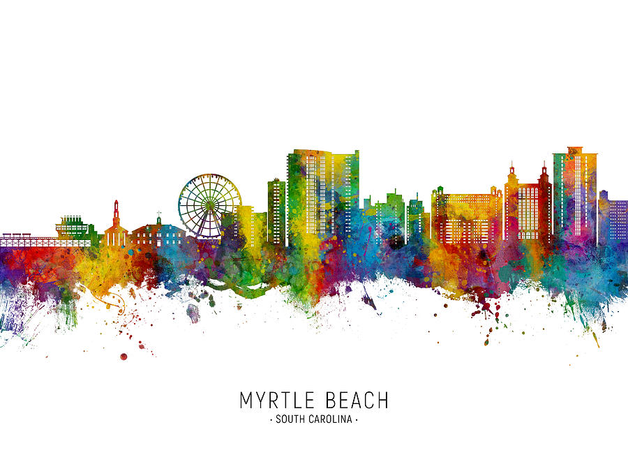 Myrtle Beach South Carolina Skyline #02 Digital Art by Michael Tompsett