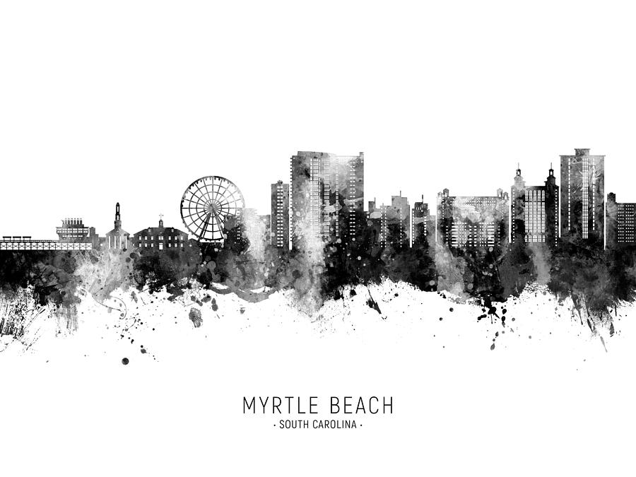 Skyline Digital Art - Myrtle Beach South Carolina Skyline #03 by Michael Tompsett
