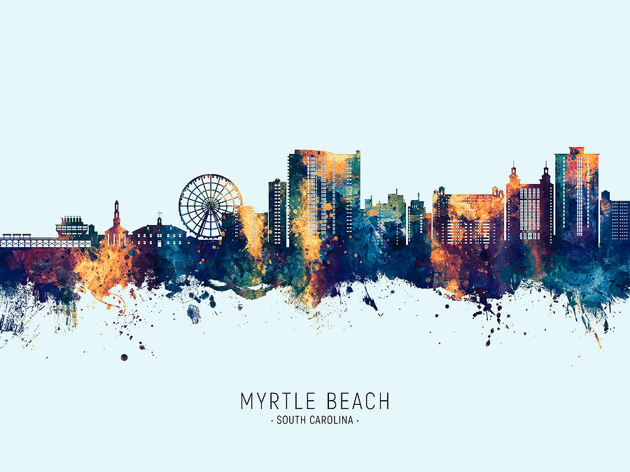 Myrtle Beach South Carolina Skyline #05 Digital Art by Michael Tompsett