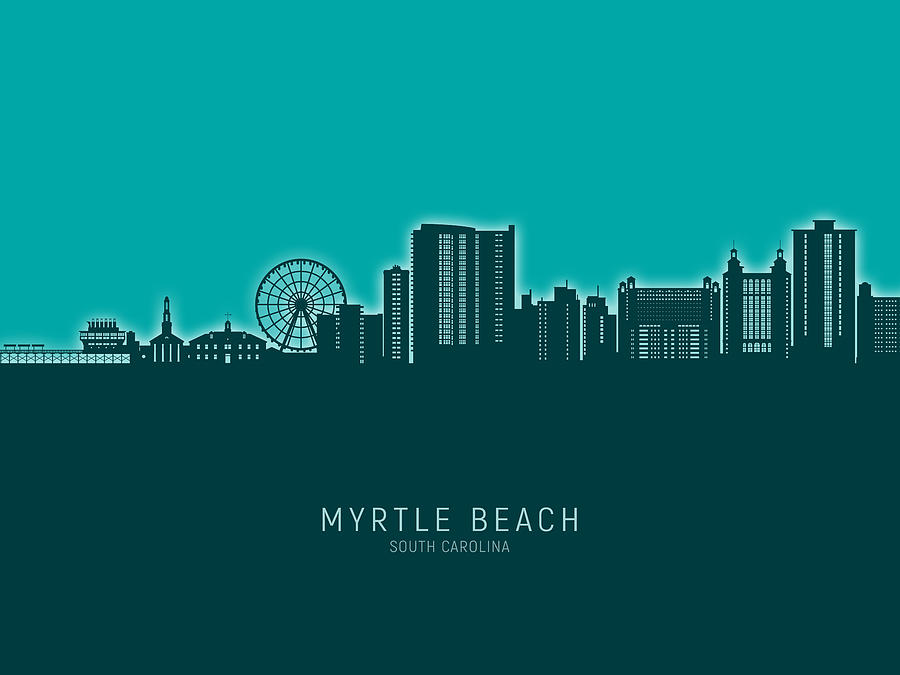 Myrtle Beach Digital Art - Myrtle Beach South Carolina Skyline #17 by Michael Tompsett