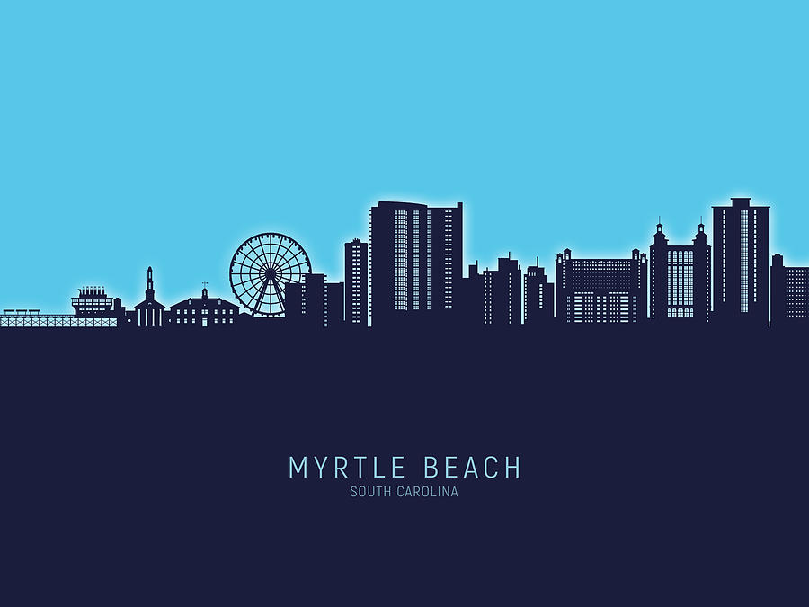 Myrtle Beach South Carolina Skyline #18 Digital Art by Michael Tompsett