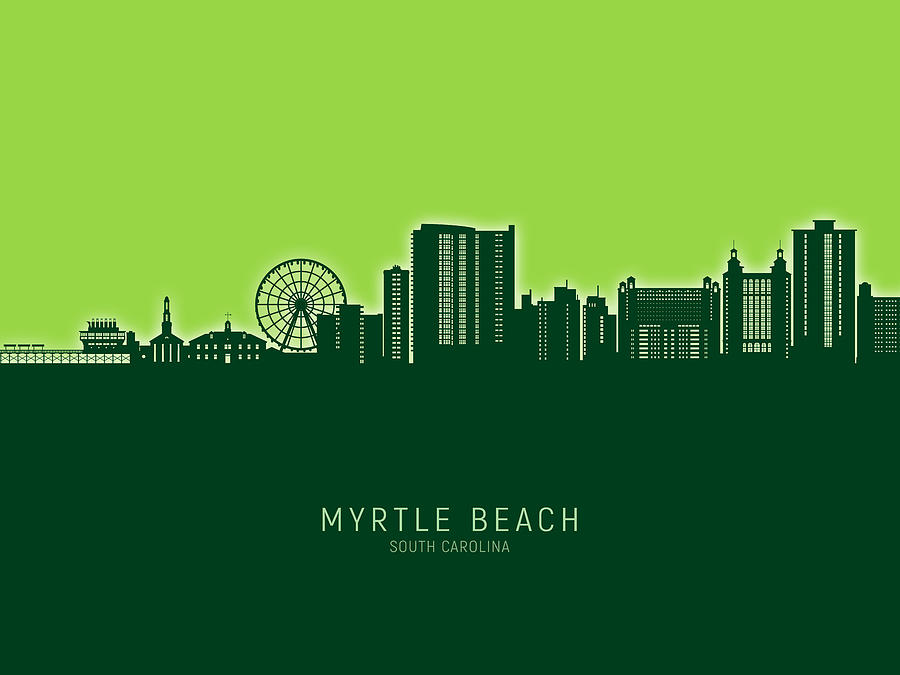 Myrtle Beach South Carolina Skyline #19 Digital Art by Michael Tompsett