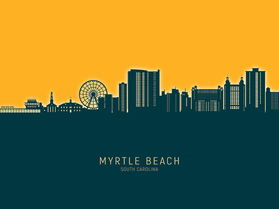 Myrtle Beach South Carolina Skyline #22 Digital Art by Michael Tompsett