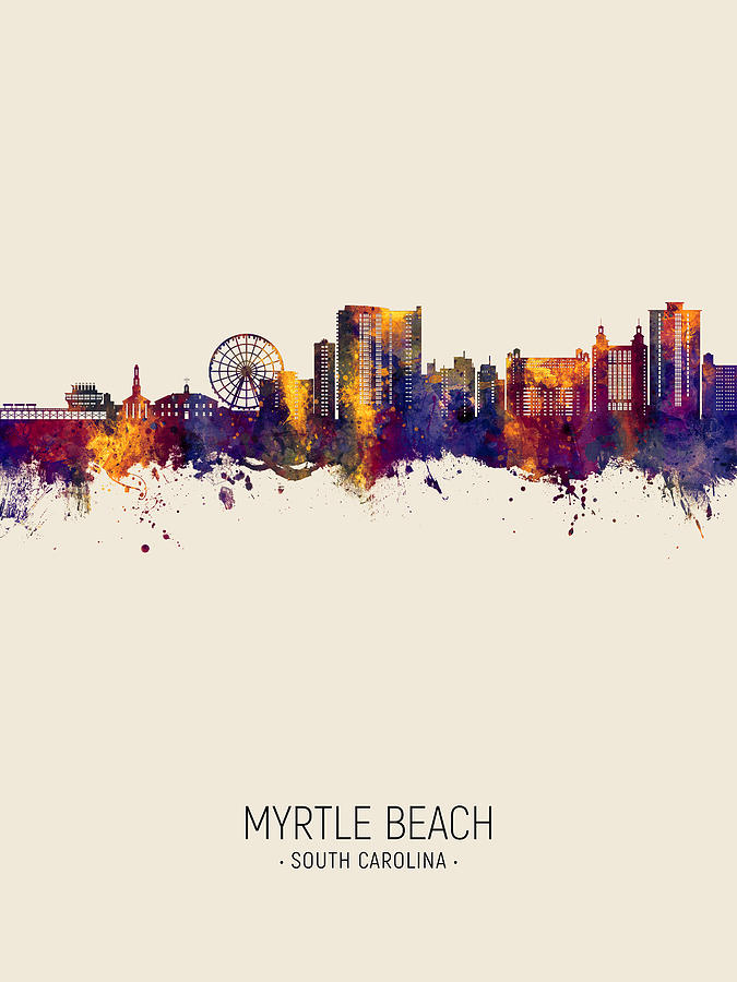 Myrtle Beach South Carolina Skyline #25 Digital Art by Michael Tompsett