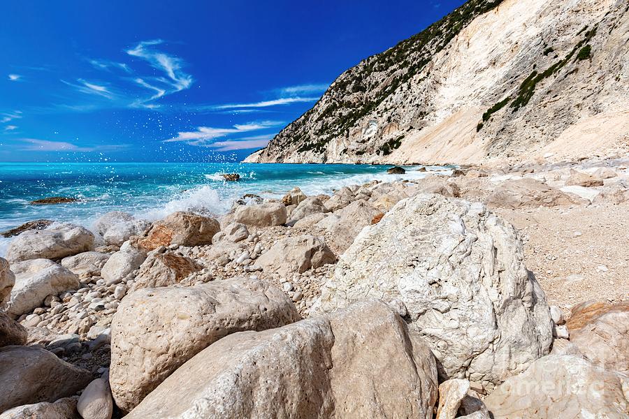 Myrtos Beach in Kefalonia, Greece Photograph by Michal Bednarek