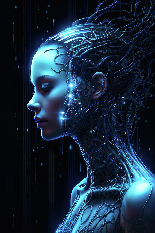 Mysterious Cyborg Woman Portrait 01 Digital Art by Matthias Hauser ...