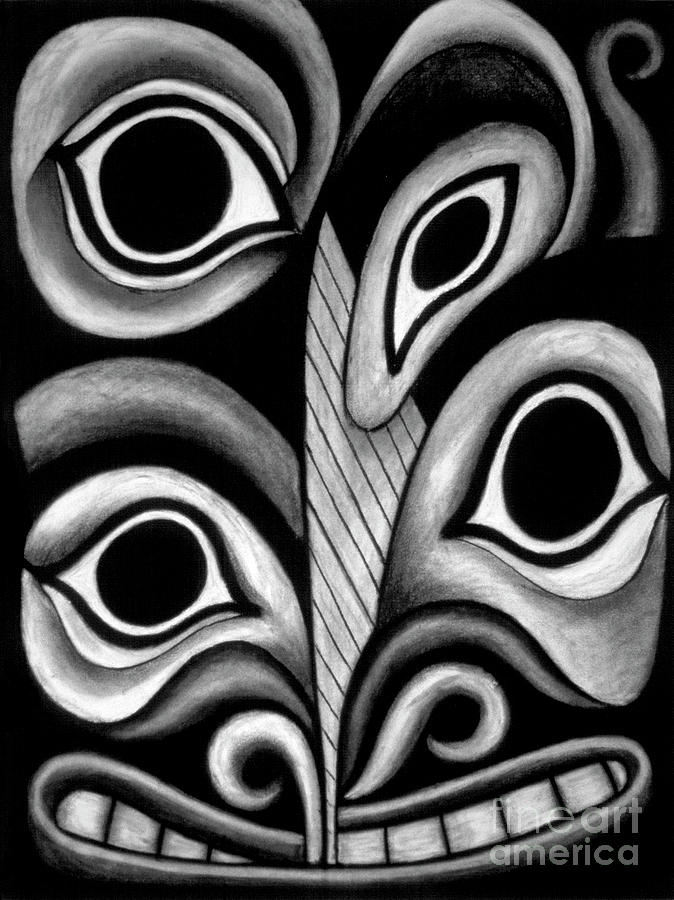 mysterious drawings - Eyes in the Woods Drawing by Sharon Hudson