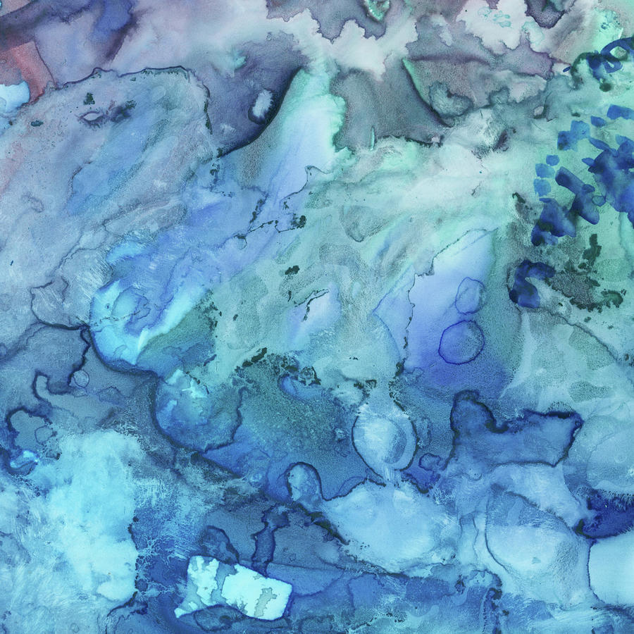 Mysterious Ocean Waters Secrets Under The Sea Abstract Art II Painting by Irina Sztukowski