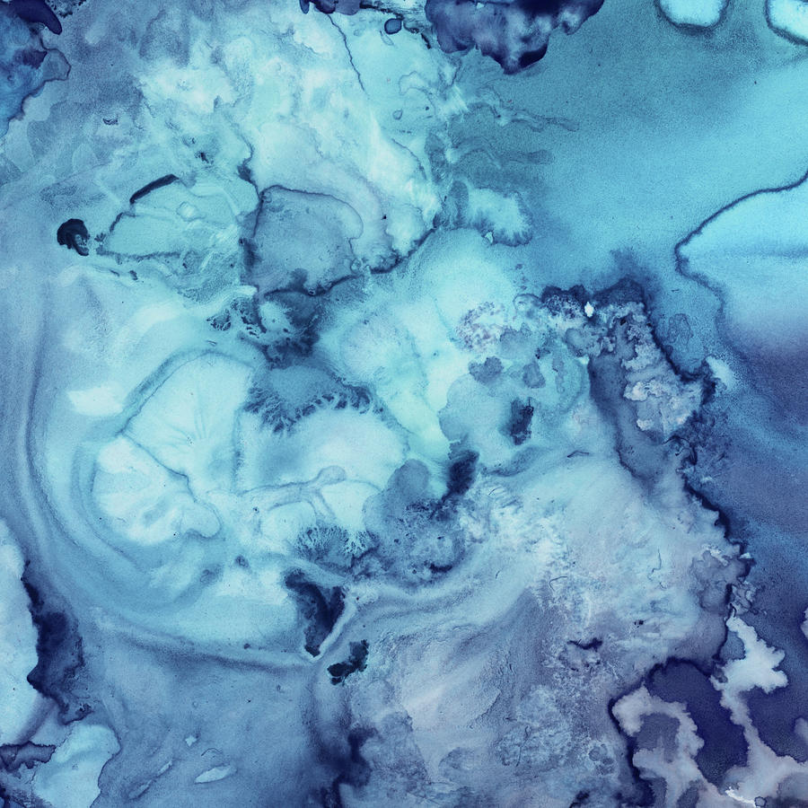Mysterious Ocean Waters Secrets Under The Sea Abstract Art IV Painting by Irina Sztukowski