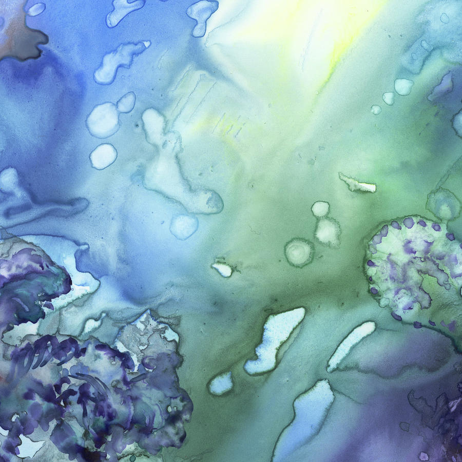 Mysterious Ocean Waters Secrets Under The Sea Abstract Art VII Painting by Irina Sztukowski