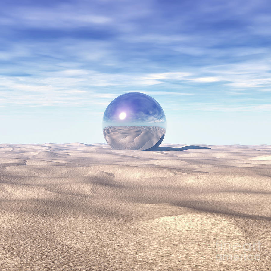Mysterious Sphere in Desert Digital Art by Phil Perkins