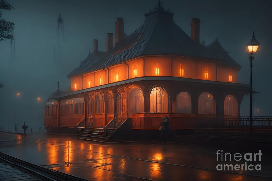 Mysterious Train Station Digital Art by Michelle Meenawong
