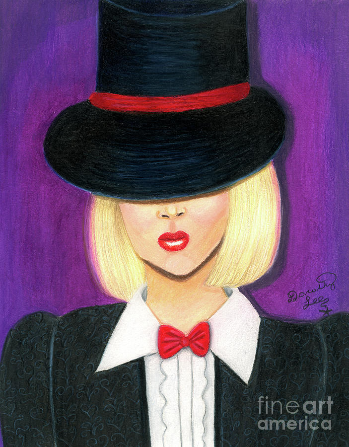 Mystery Girl Black Tie Painting by Dorothy Lee