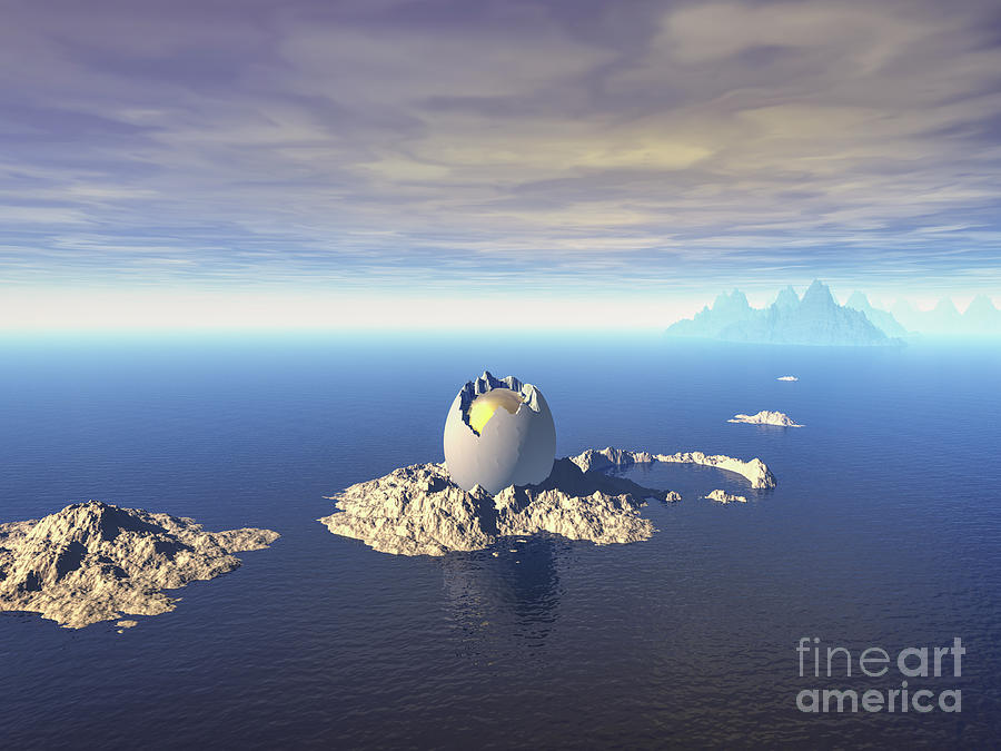 Mystery of Giant Egg At Sea Digital Art by Phil Perkins