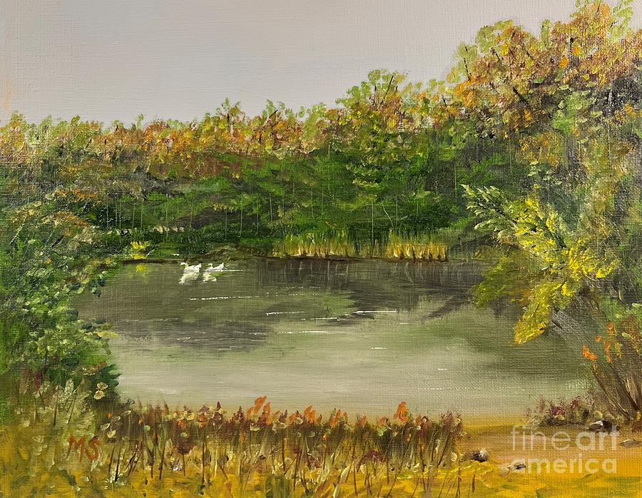 Mystery Pond Painting by Monika Shepherdson