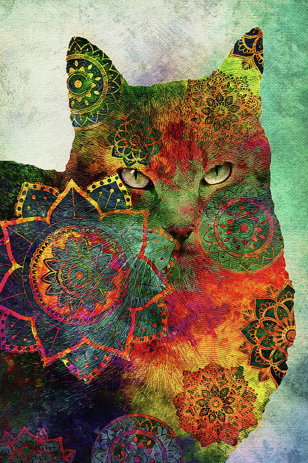 Mystery the Mandala Cat Digital Art by Peggy Collins