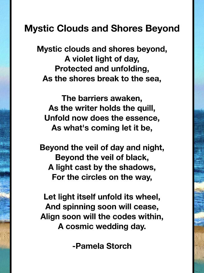 Poem Digital Art - Mystic Clouds and Shores Beyond Poem by Pamela Storch