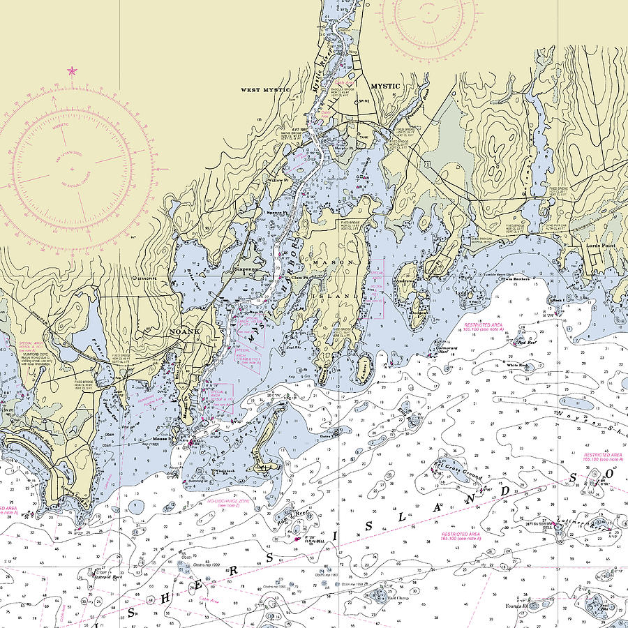 Mystic CT Nautical Chart Digital Art by Bret Johnstad - Fine Art America