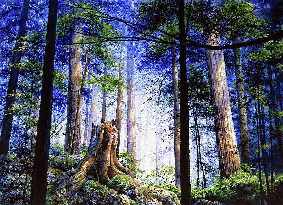 Spring Forest Painting - Mystic Forest Majesty by Hanne Lore Koehler