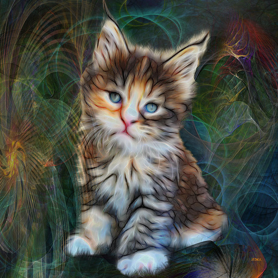 Mystic Kitten - Square Version Digital Art by Studio B Prints