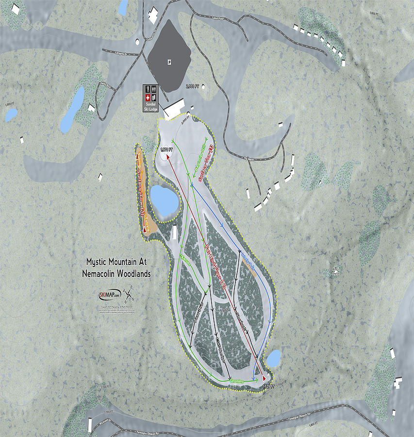 Mystic Mountain Nemacolin Ski Resort Map Digital Art by Powder Addicts