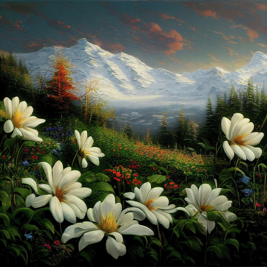 Mystic Mountains And Daisies Photograph by Athena Mckinzie